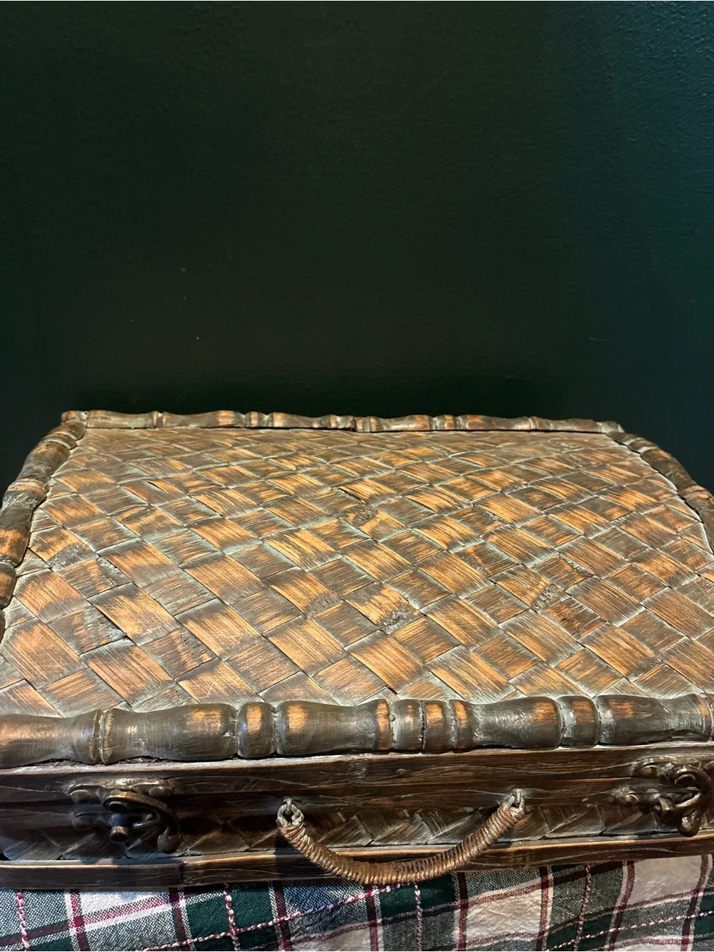 Woven Rattan Vintage Decorative Storage Box - Brown with Patina